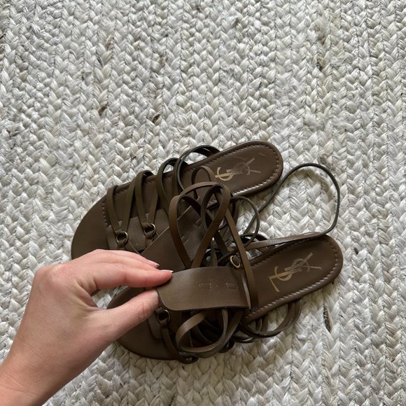 YVES SAINT LAURENT BROWN GOYA GLADIATOR SANDAL W/ BOX - Picture 7 of 8